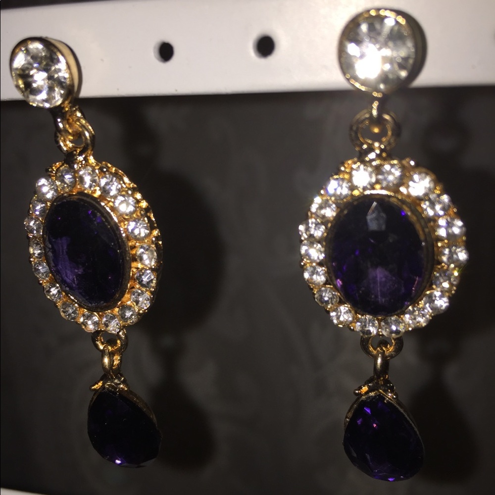 Purple long earrings - Picture 5 of 7